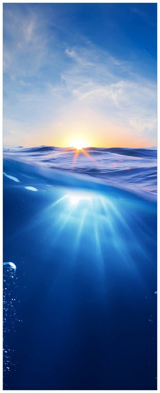 Wallario Memoboard Wellen im Meer bei Sonnenuntergang