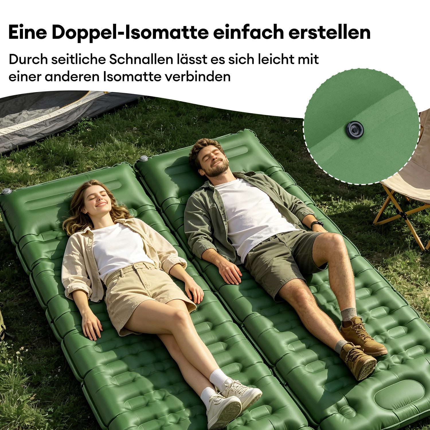 CkeyiN Isomatte Selbstaufblasende Campingmatte für Camping/Outdoor 185*60*10cm, (1-tlg), (für 1 Personen, 1-tlg), Campingmatratze Ultraleicht mit Kissen