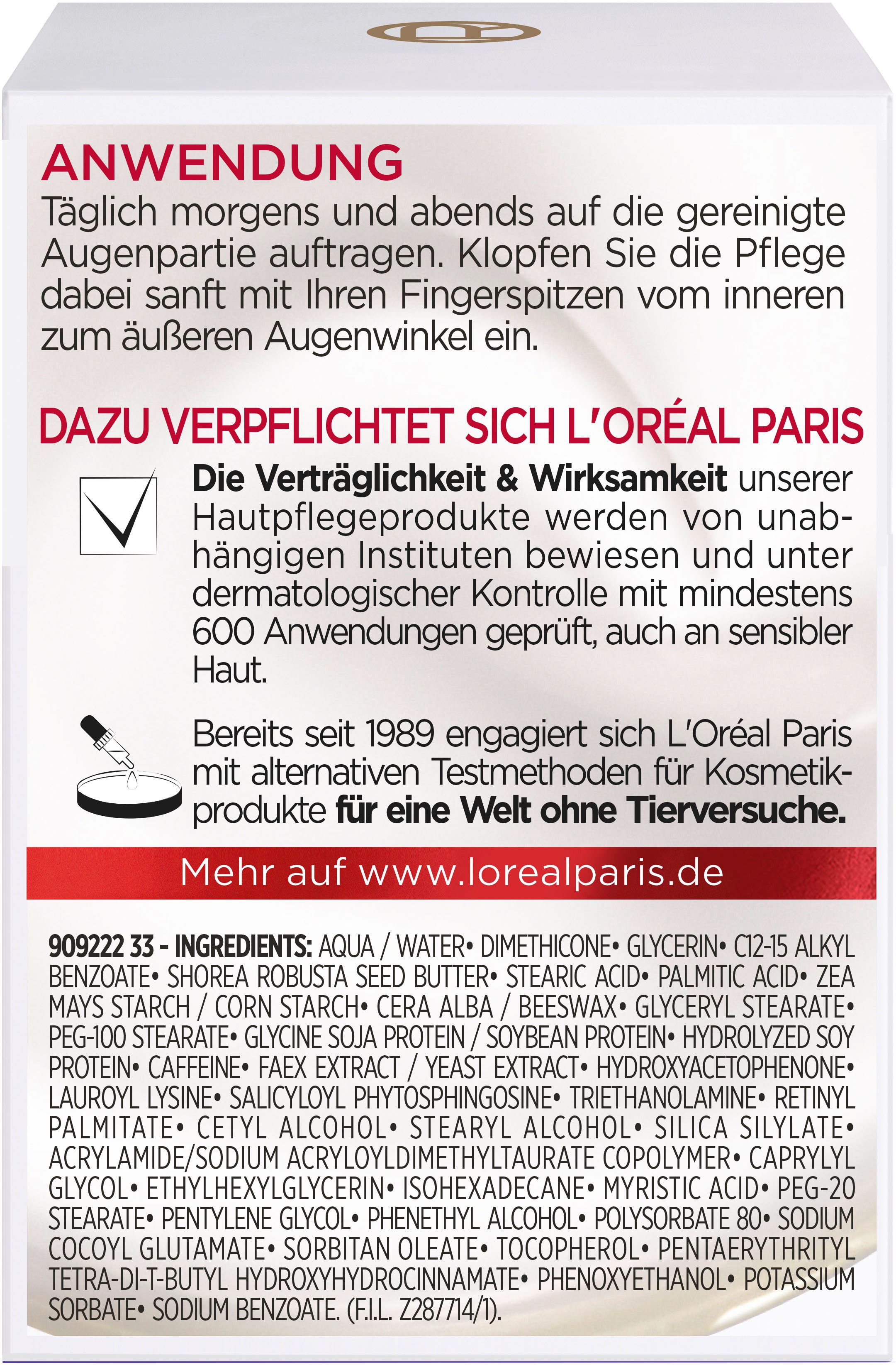 L'ORÉAL PARIS Augencreme Revitalift, mit Koffein