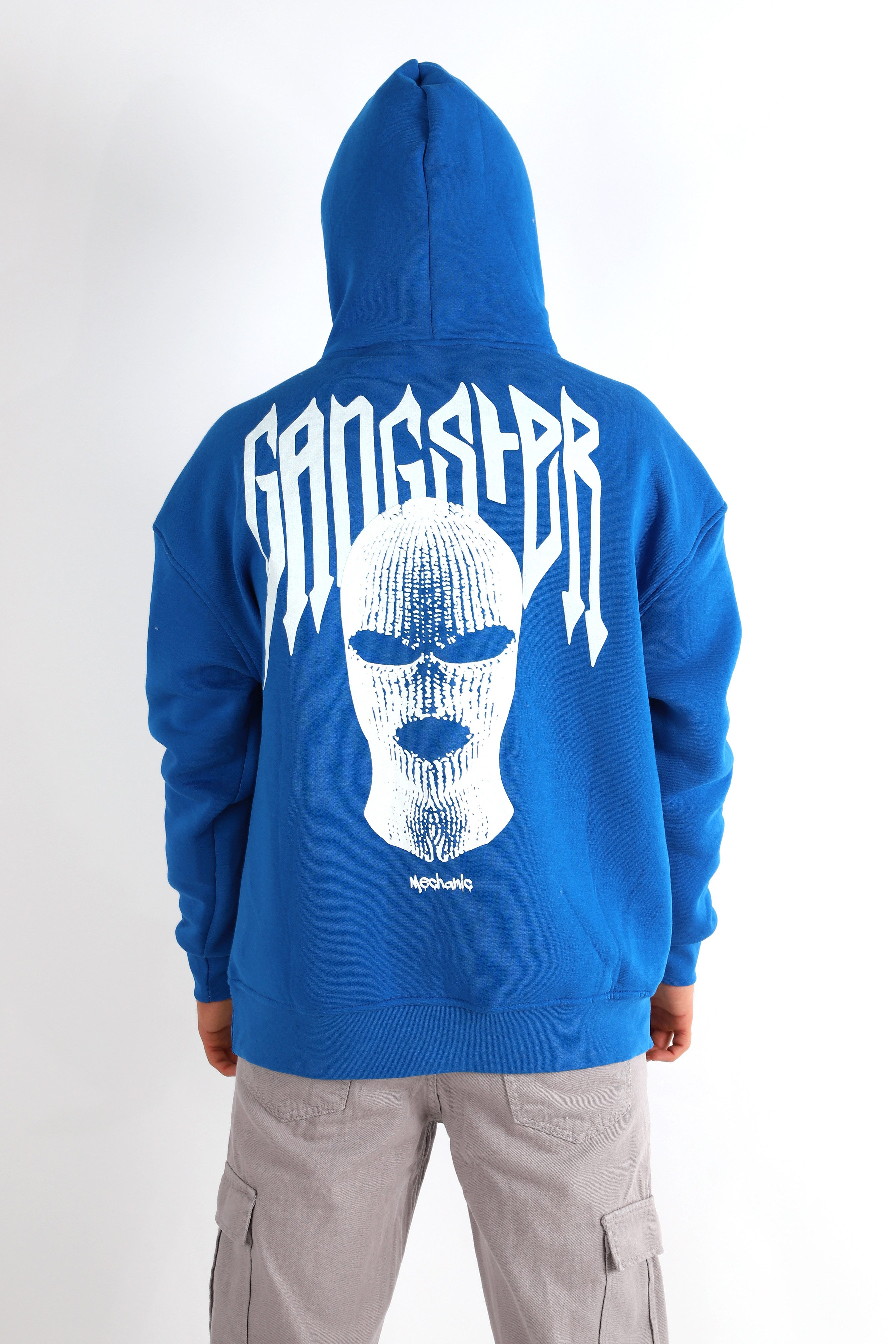 Megaman Jeans Hoodie Herren Kapuzenpullover Slim Fit Sweatshirt Rundhals Druck auf Vorder- und Rückseite, Kapuze