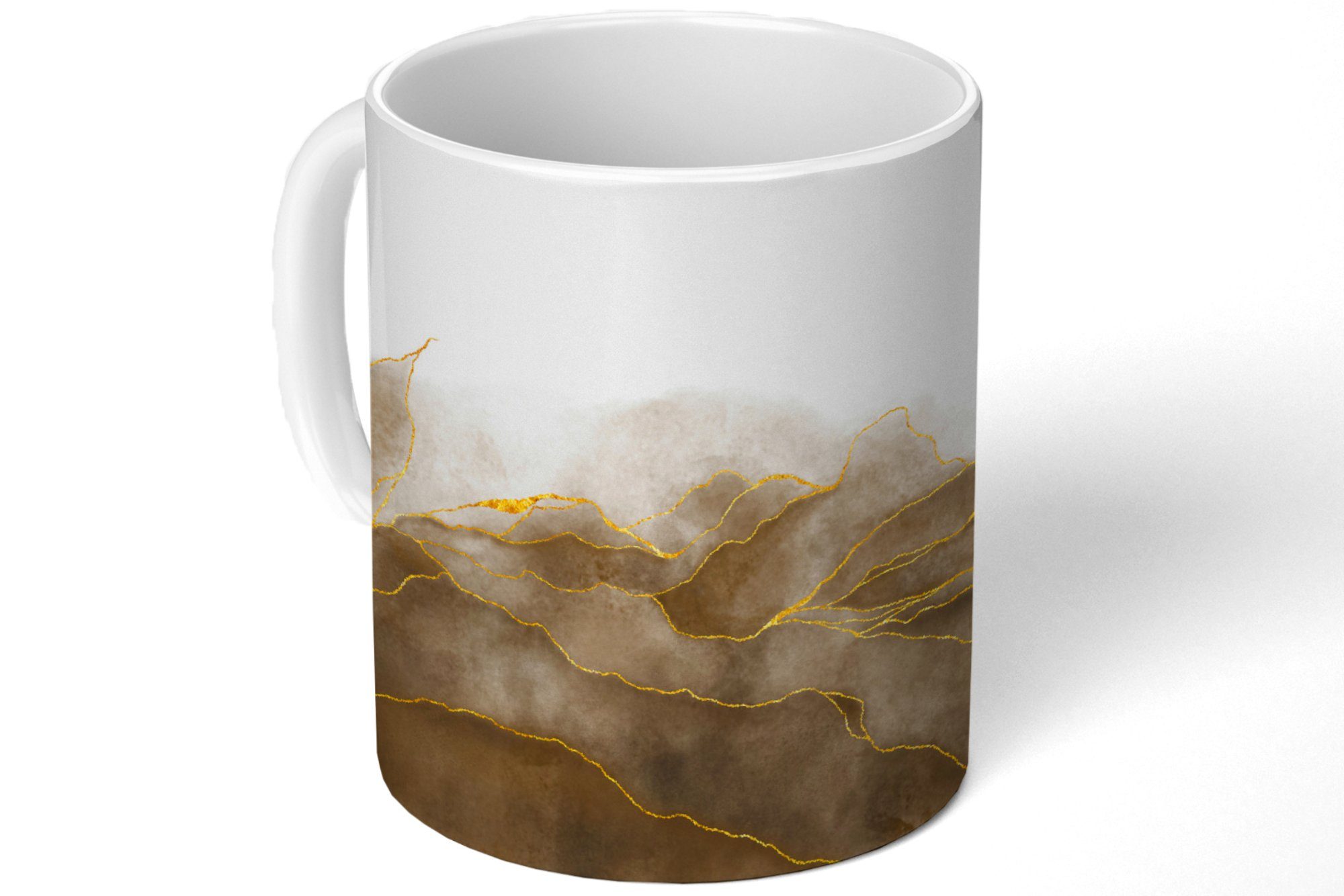 MuchoWow Geschenk Teetasse, Teetasse, Becher, Keramik, Braun Textur - Marmoroptik, - - Marmor Tasse - Gold Kaffeetassen,