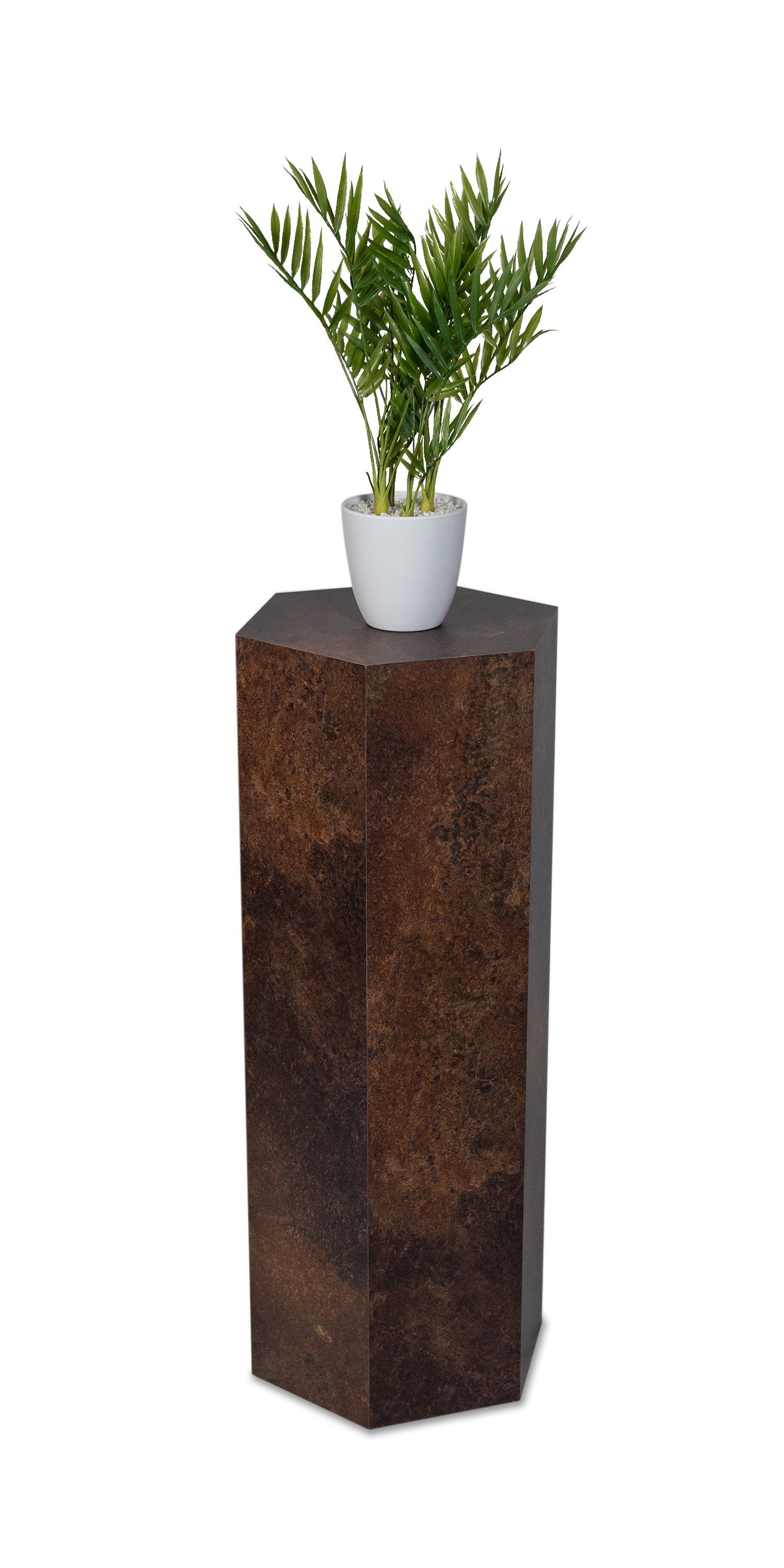 STEMA Seyfried Blumenständer Dekosäule Sechseck (Pflanzensäule - Rost, Blumensäule, Podest, Sockel), Pflanzenständer, Beistelltisch