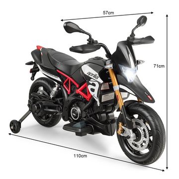 COSTWAY Elektro-Kindermotorrad, mit Stützrädern, LED & Musik