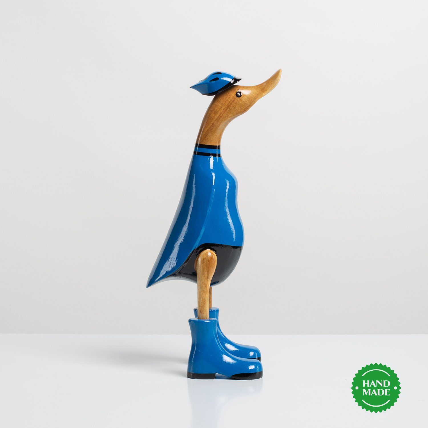 Stiefel Handgefertigte Ente Dekofigur (3-er - Dekoration Holz aus 3 Set), Holzfigur Rikmani Holzarten fahrrad_blau Geschenk