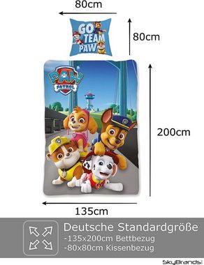 Jugendbettwäsche Paw Patrol Bettwäsche 135x200 80x80 Baumwolle Kinderbettwäsche, SkyBrands