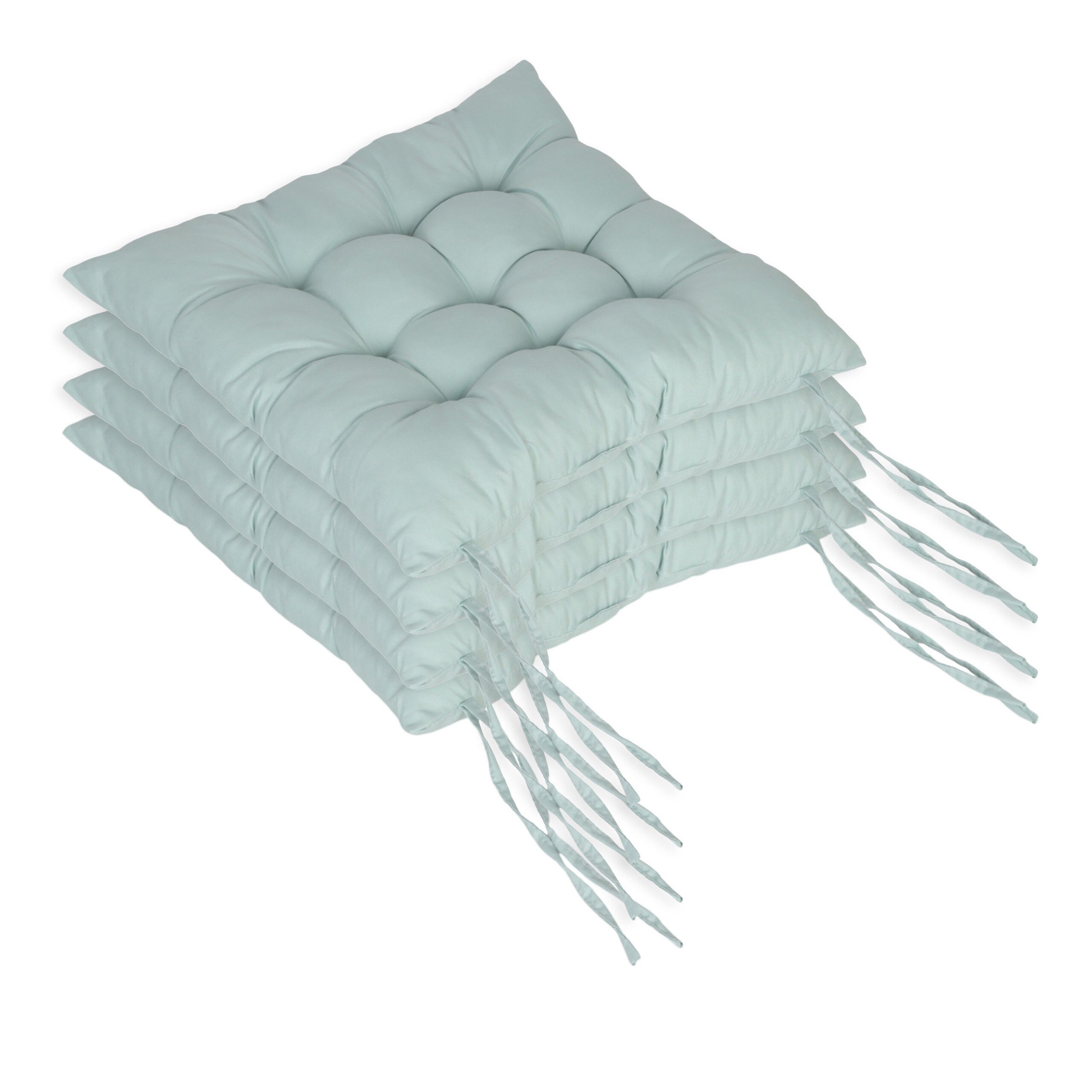 relaxdays Stuhlkissen Gesteppte Stuhlkissen im 4er Set, Hellgrün, 4er-Pack