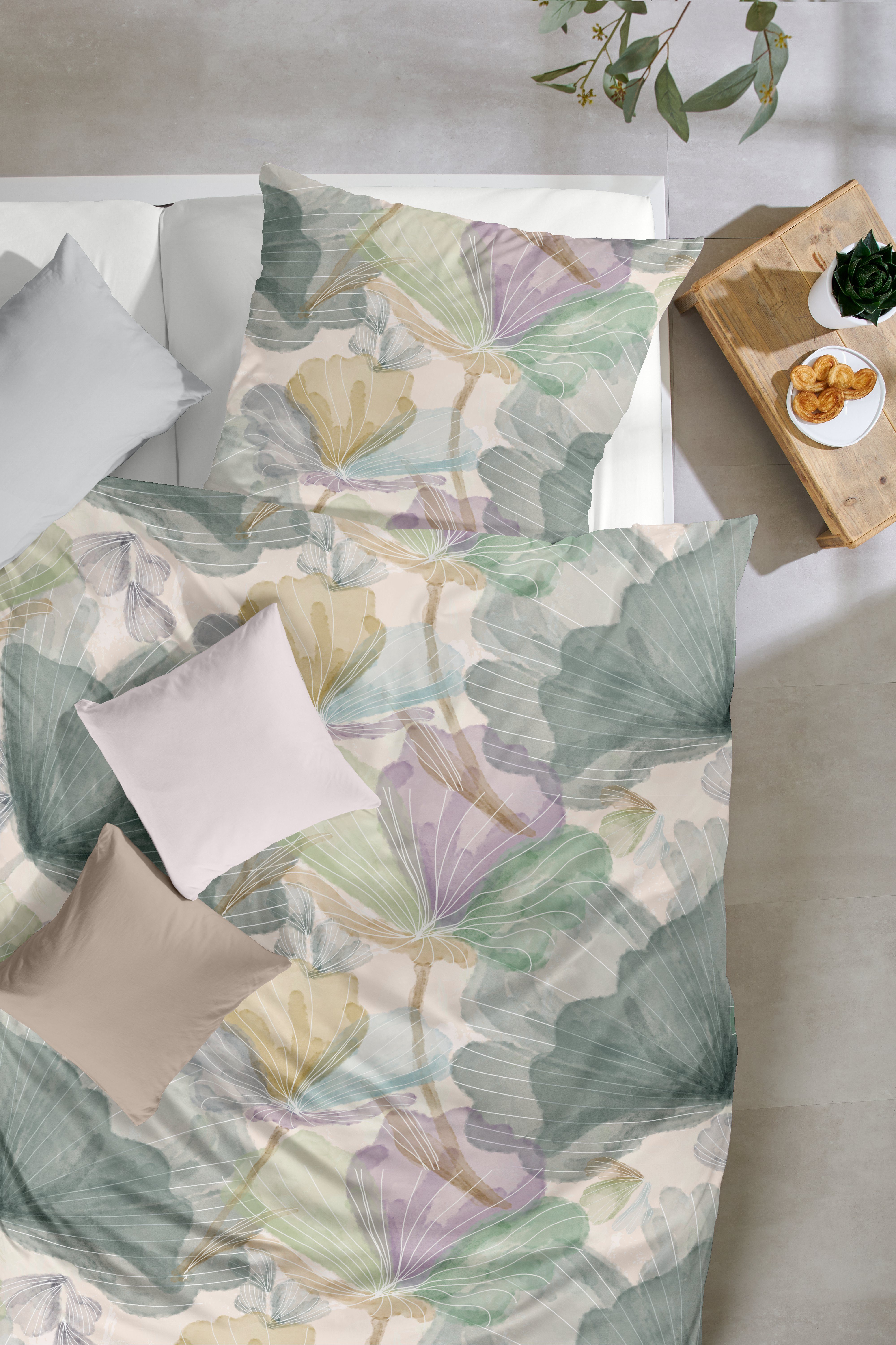 Primera Bettwäsche Mako-Satin -Bettwäsche Lucida, Mako-Satin, 2 teilig, mit frischem Blumendesign