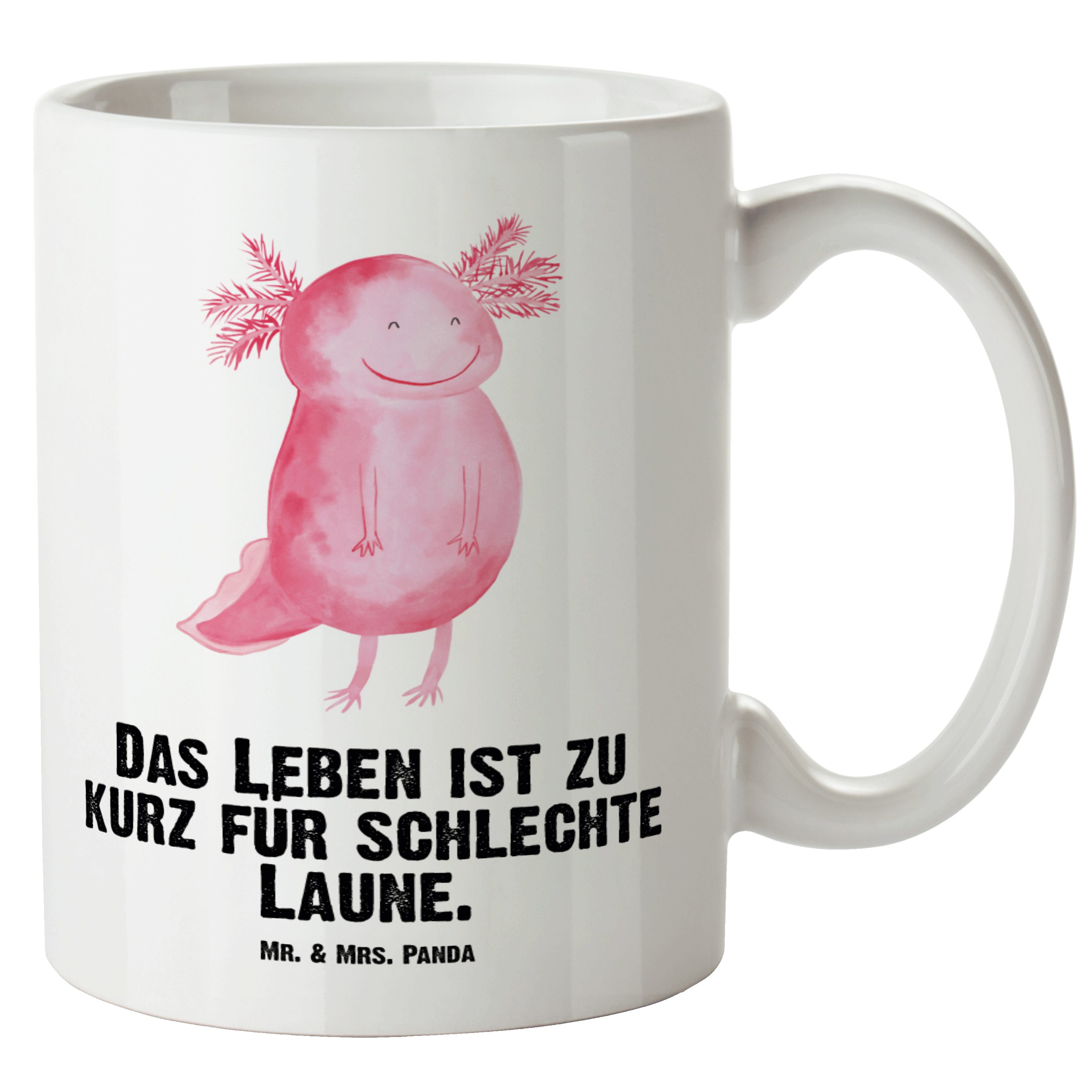 Keramik XL Kaffeetasse, Lurch, - Grosse Mrs. Jumbo, & Panda Tasse Geschenk, Weiß - glücklich Mr. Axolotl Tasse