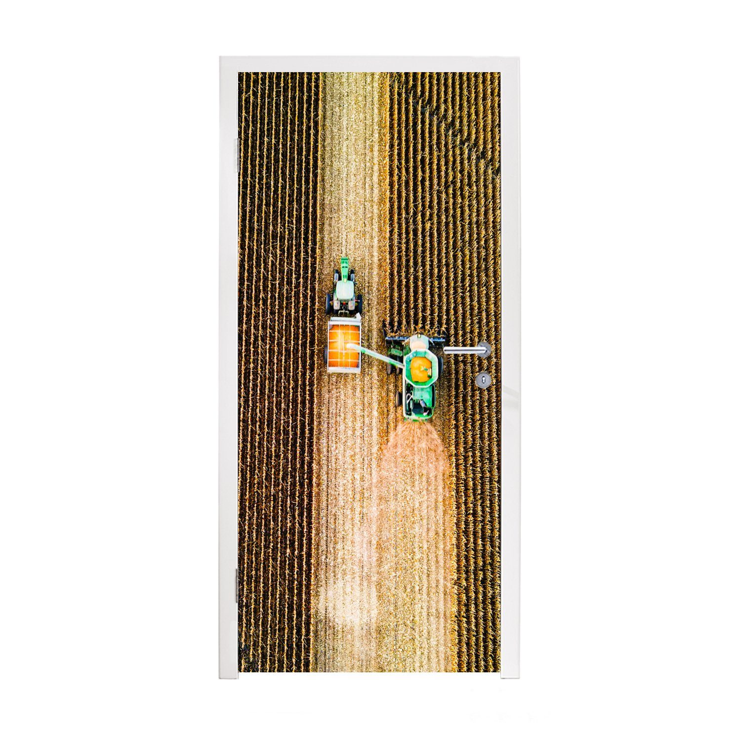 MuchoWow Türtapete Traktor - Feld - Land - Bauernhof - Ernte, Matt, bedruckt, (1 St), Fototapete für Tür, Türaufkleber, 75x205 cm