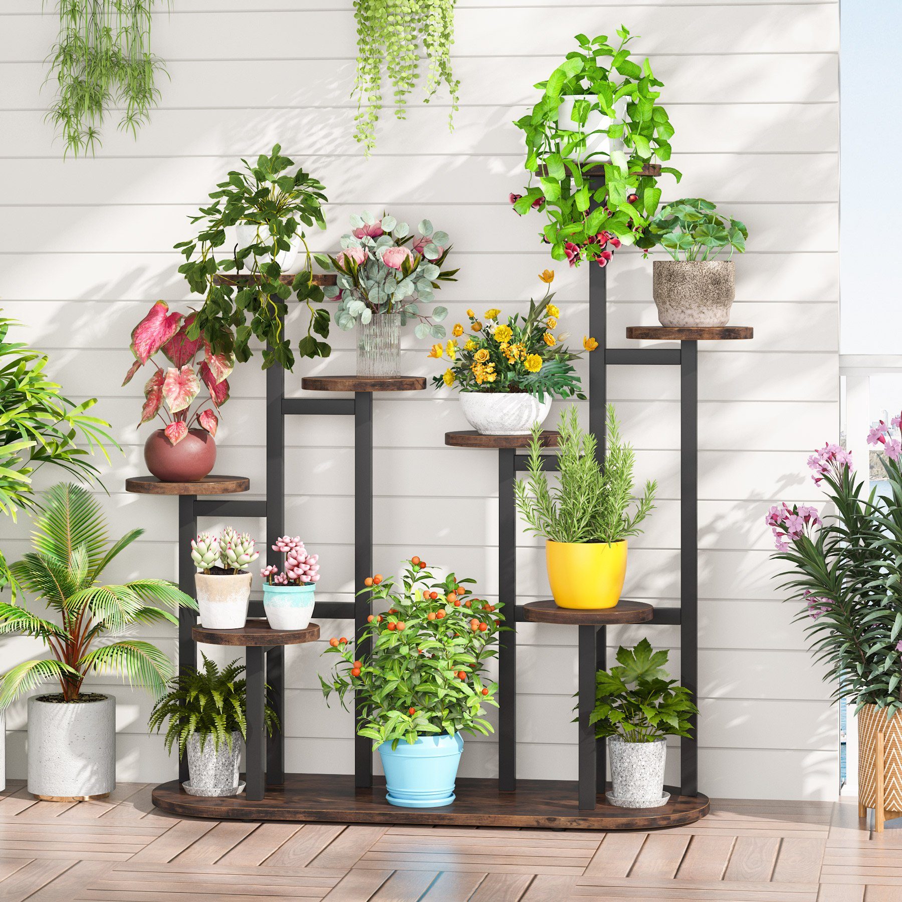 Tribesigns Blumenständer 5-stufiger Metall-Pflanzenständer, mit 8 Ablagen, 105 x 40 x 100cm – Bild 3 von 5