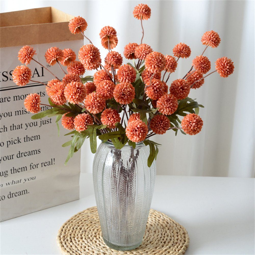 Kunstblumenstrauß Chrysantheme künstliche Blume, Wohnräume dekorative gefälschte Blume, Rouemi, 10Stück Orange