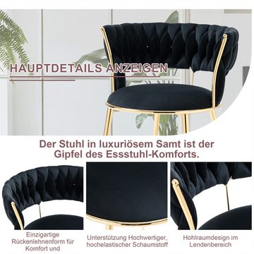 XDeer Stuhl Weicher Samt Esszimmerstuhl 2-teiliges Weiche gepolsterte, bequeme Wohnzimmer Stuhl, Make-up Zimmer/Schlafzimmer