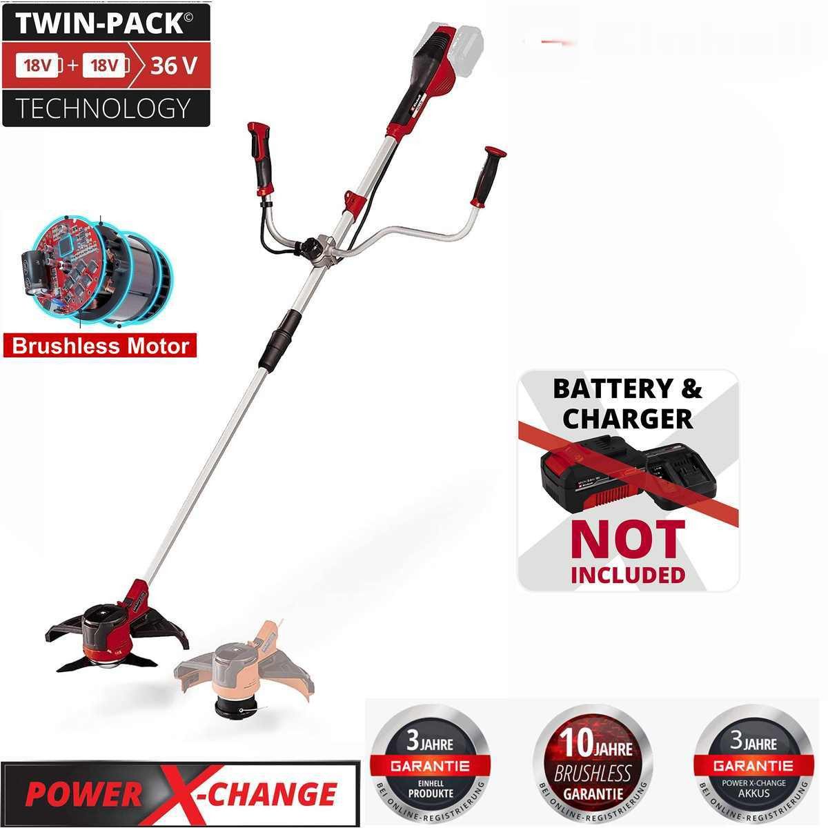 Einhell Akku-Motorsense Akku-Sense Agillo 36/255 BL Solo 36V (2 x 18V) Brushless Front-Motor