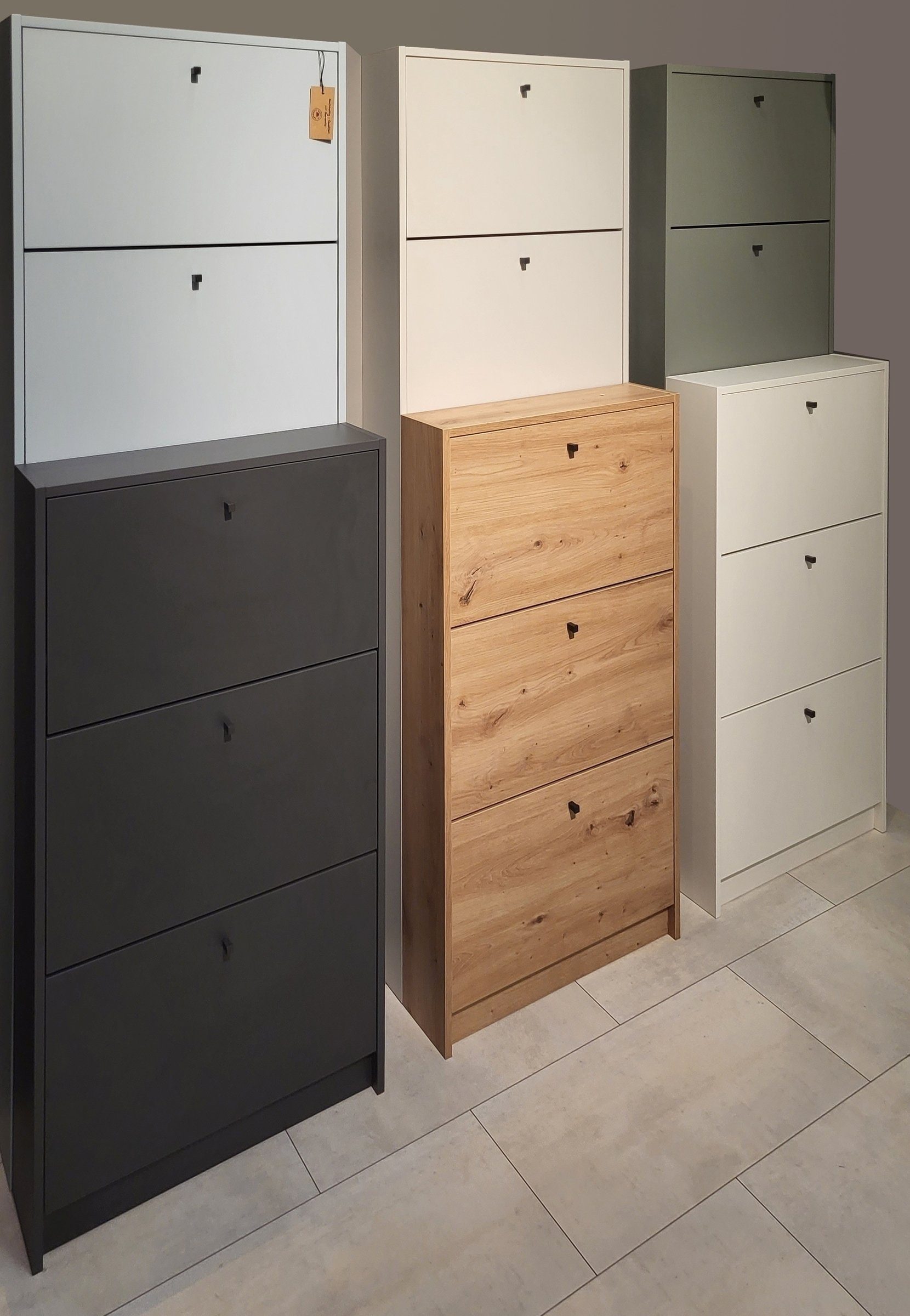 freiraum Schuhkipper Flap, in anthrazit matt lack, Holzwerkstoff - 60x168x16cm (BxHxT)