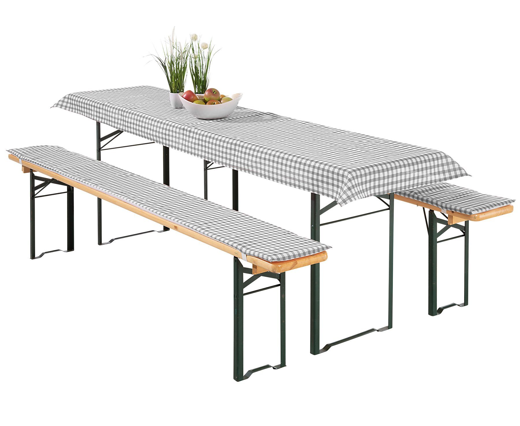 heimtexland Hussen-Set Bierzeltgarnitur Polster Auflagen Set 3-teilig, Karo günstig online kaufen