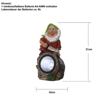 STAR TRADING LED Dekolicht Solar-Figur Gnomy, Holzfäller, Solar-Figur Gnomy, Holzfäller