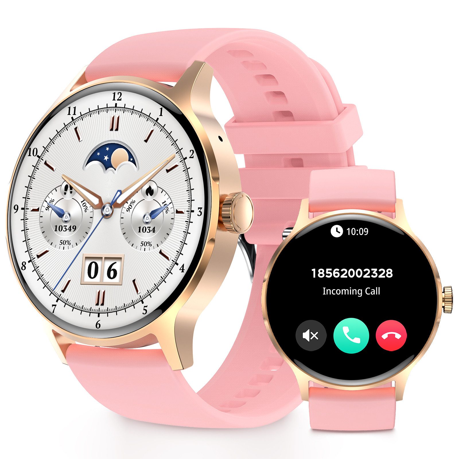 AMOLED Smartwatch, Fitness Uhr mit Anruffunktion für Damen und Herren Smartwatch