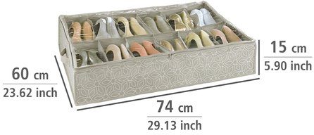 WENKO Unterbettkommode Modell Balance, Aufbewahrungsbox für 12 Paar Schuhe mit Sichtfenster & Reißverschluss