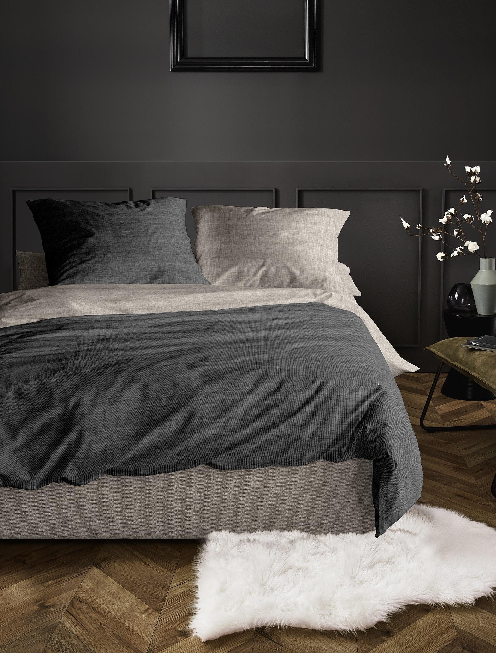 Irisette Bettwäsche Mako-Satin Bettwäsche Set Wave-HK 8557 135 x 200 cm grau, Baumwolle, 2 teilig, bettwäsche 135x200 baumwolle bettwäsche 135x200 mit reißverschluss