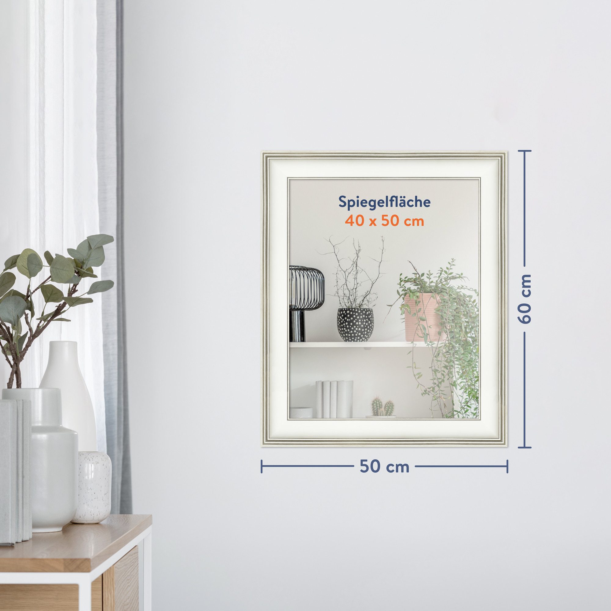 WANDStyle Wandspiegel H235, Weiß, aus Kunststoff im Stil Klassisch
