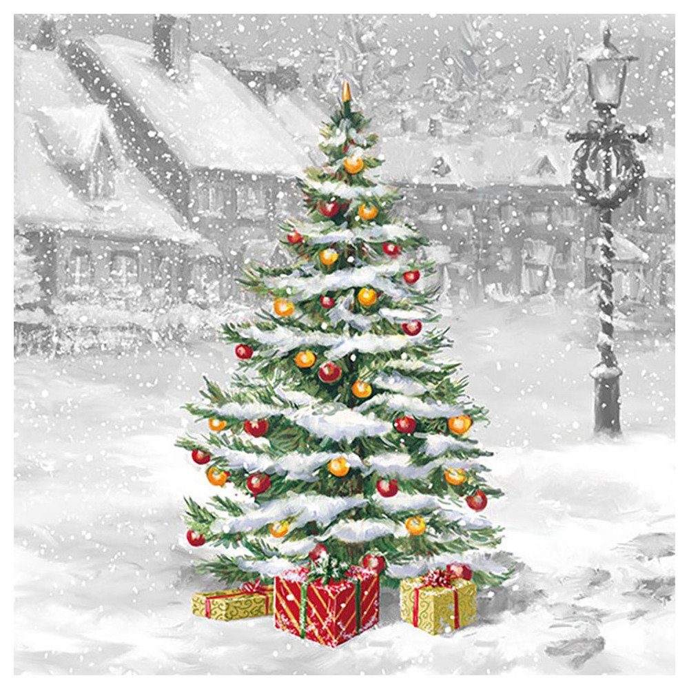Ambiente® Papierserviette Verschneite Weihnacht, (20 St), 33 cm x 33 cm