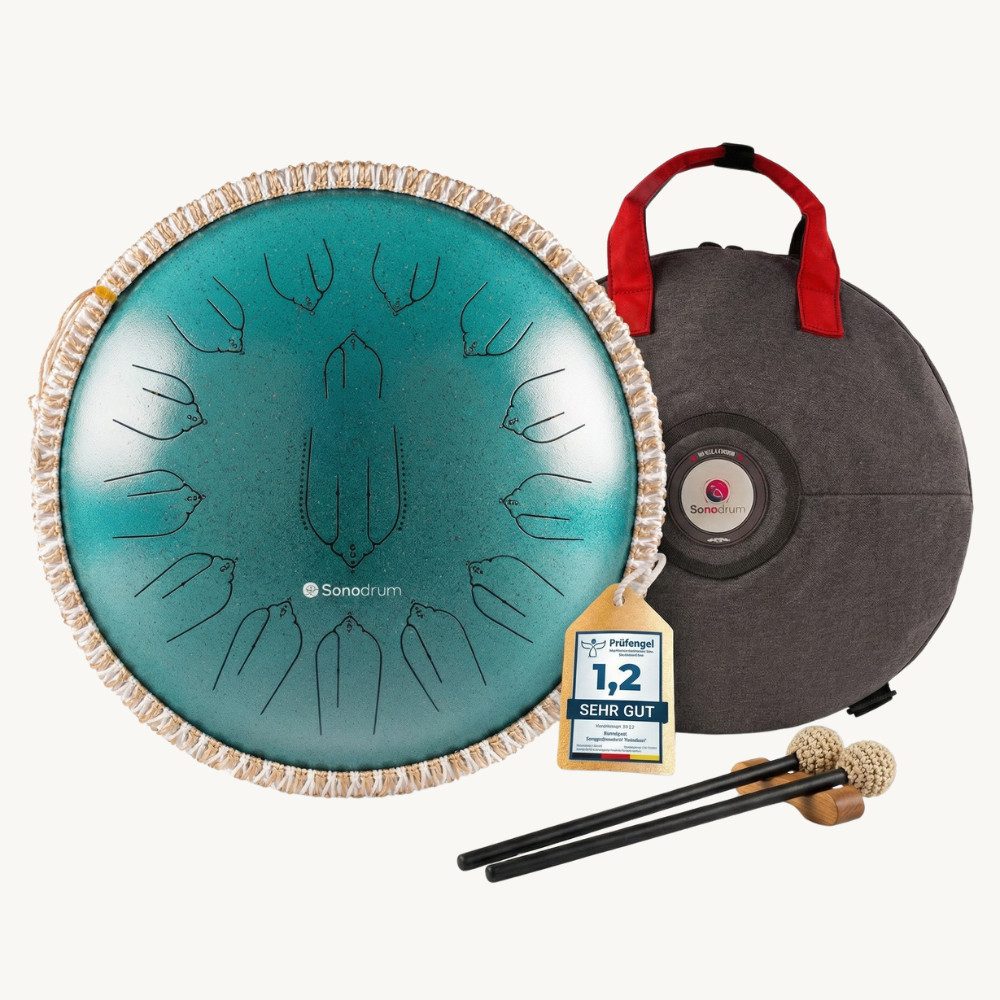 Sonodrum Steel Tongue Drum "Meditation", C-Dur, 35,5 cm, 15 Zungen inkl. Tragetasche