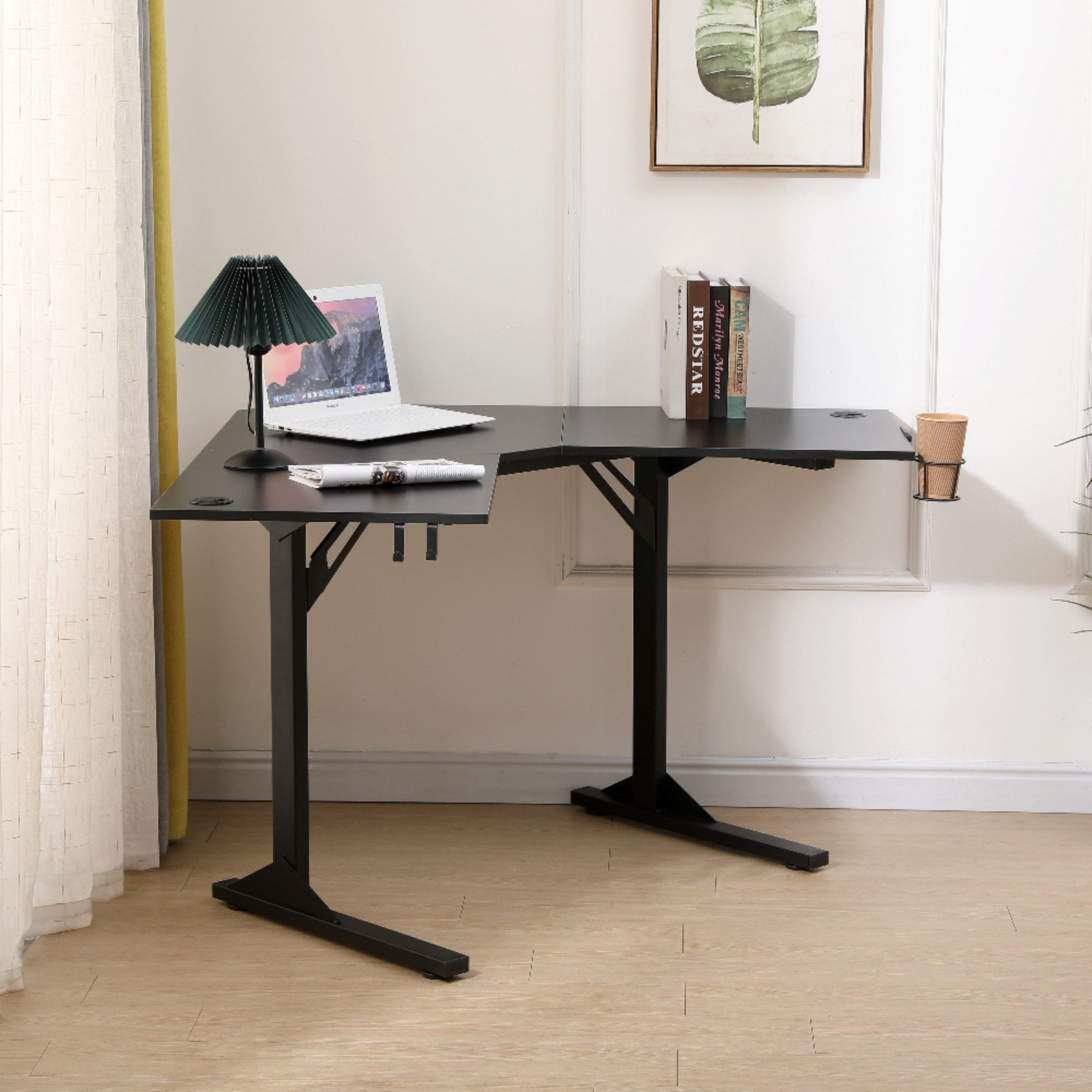Happy Home Computertisch Eckschreibtisch mit Gaming-Optik & stylischem Design für Homeoffice