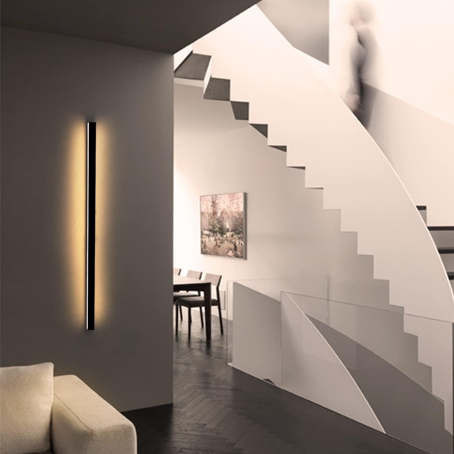 Nettlife LED Wandleuchte Schwarz Modern 60CM 21W Up Down innen Wandbeleuchtung, nicht dimmbar, LED fest integriert, Warmweiß, Wandlampe für Flur Treppenhaus Woh – Bild 3 von 5