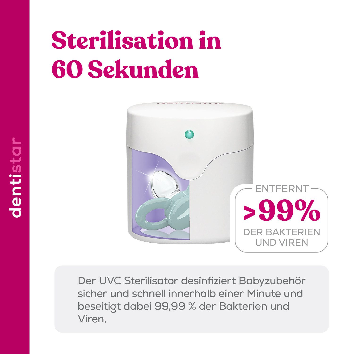 dentistar UV-Sterilisator Mini UV Sterilisator für Schnuller und Flaschensauger