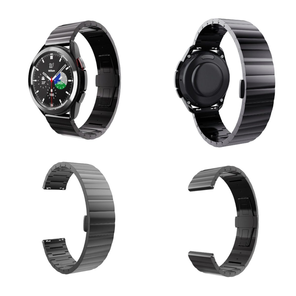 Wigento Smartwatch-Armband Für Samsung Galaxy Watch FE 6 5 4 Normal Pro Classic Stahl Armband