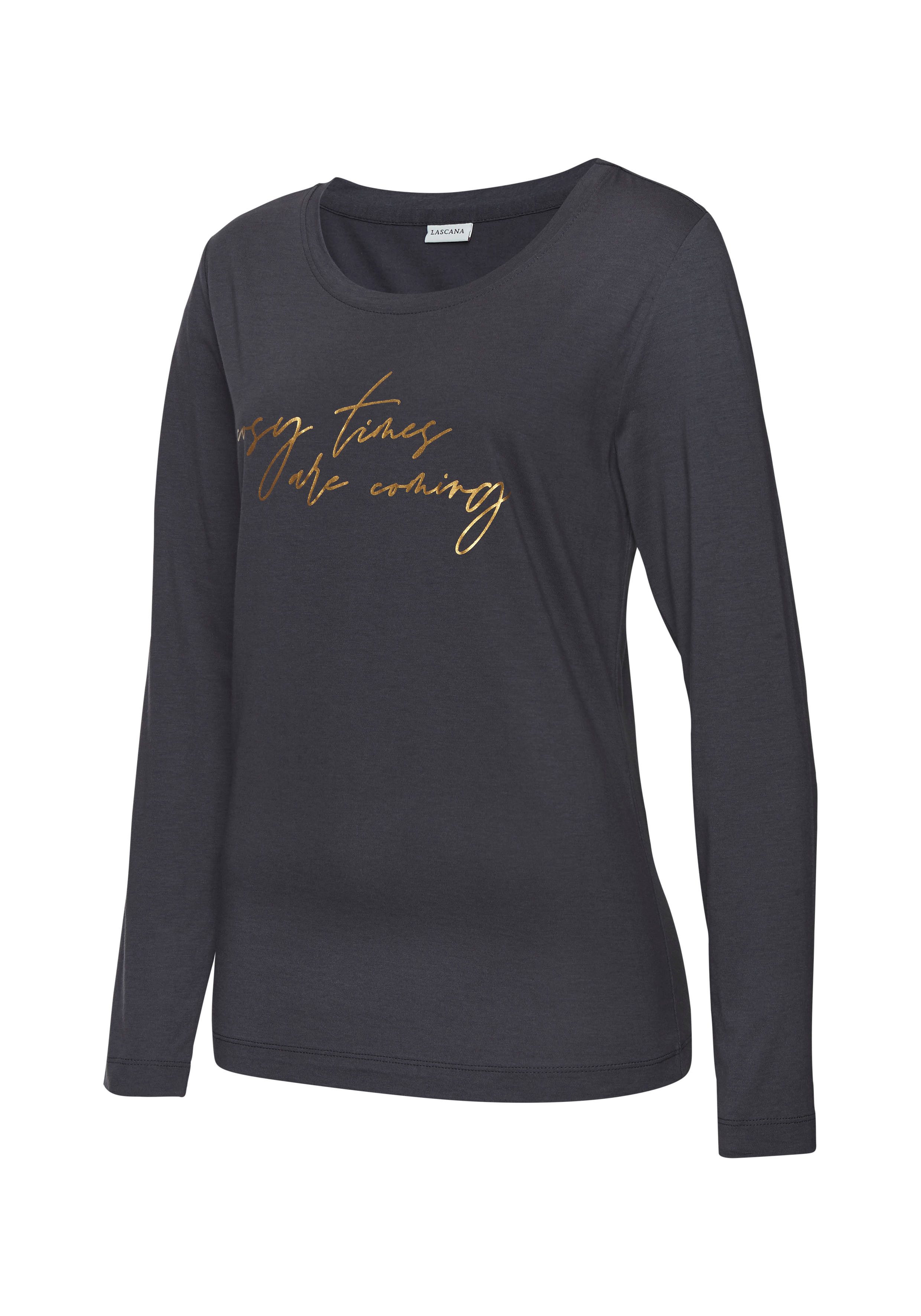 LASCANA Pyjamaoberteil (1-teilig) mit Folienprint