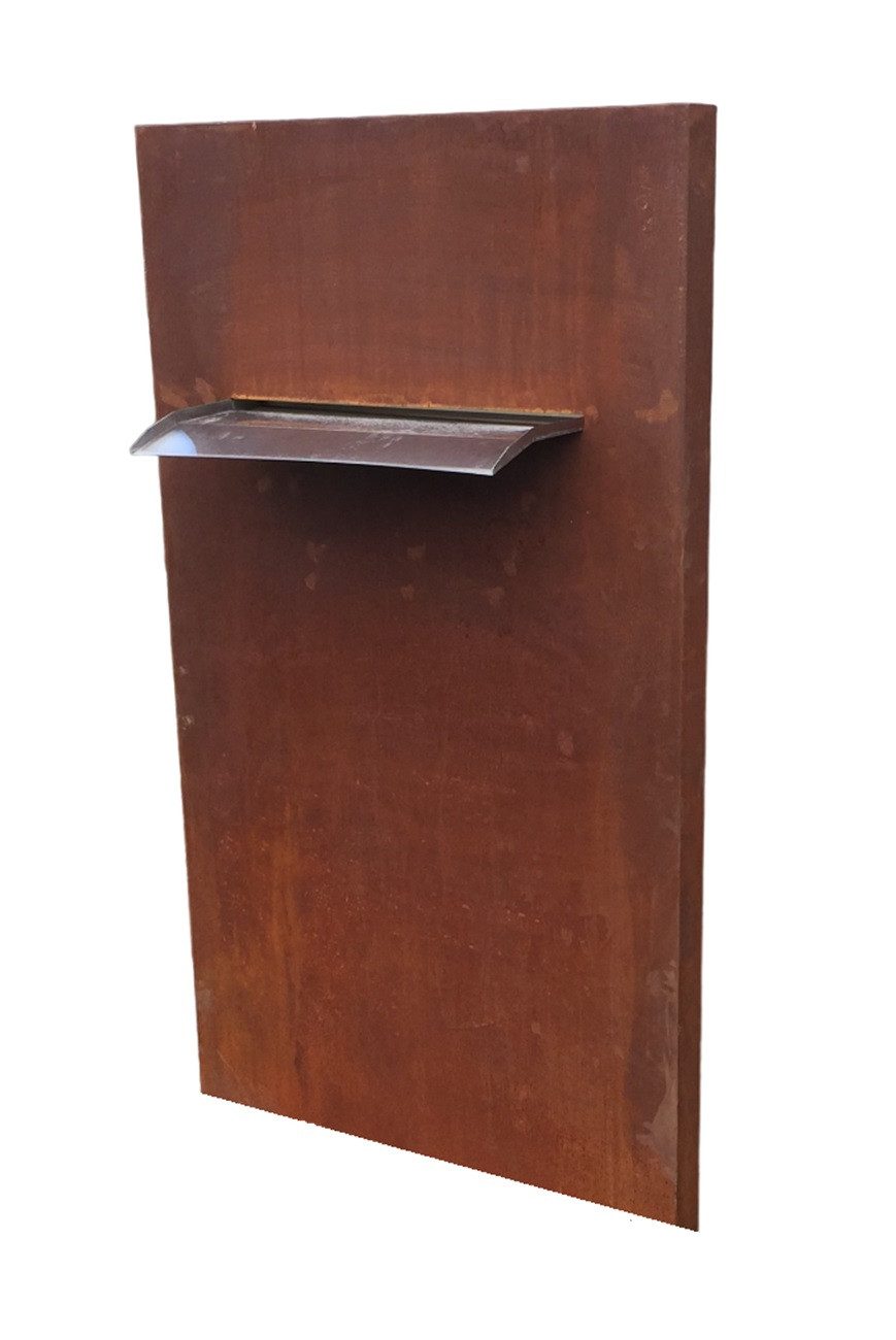 Gartenbrunnen Wasserwand mit Edelstahlauslauf 75 cm 175/90/30 cm Cortenstahl