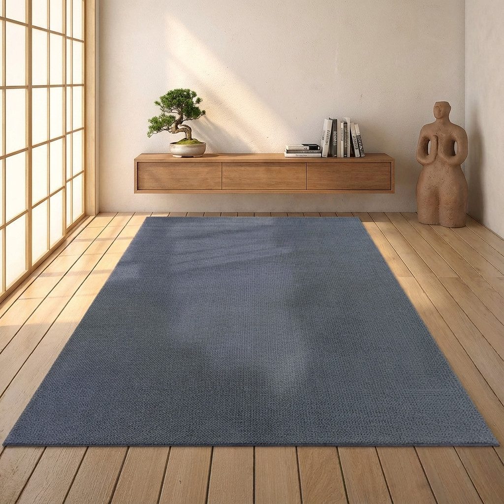 TaCa Home Teppich Kurzflor Teppich Hasenfell Optik, rechteckig, Höhe: 14 mm, Wohnzimmer Esszimmer Schlafzimmer Gang Flur, anthrazit - 80 x 150 cm