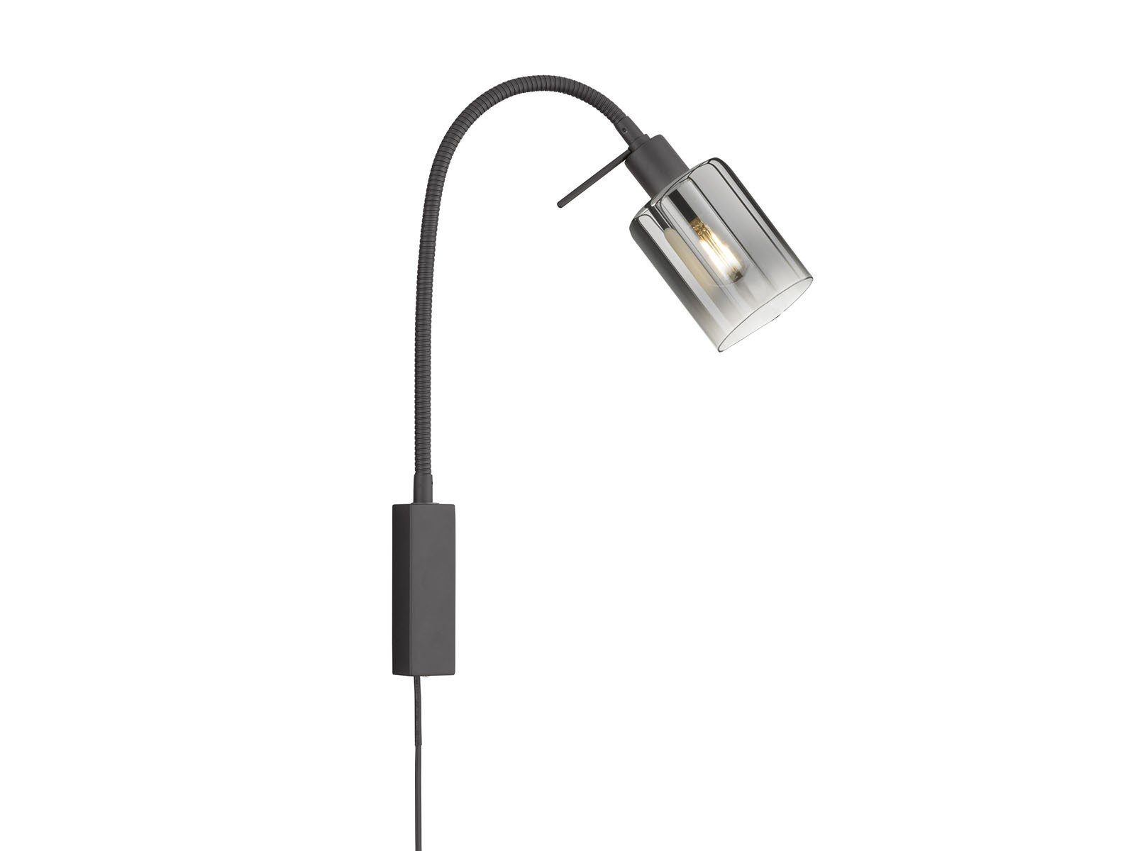 Schwanenhals Rauchglas Schwarz mit wechselbar, LED meineWunschleuchte Warmweiß, LED Wandleuchte, & Wand-Montage Bett-Lampe Leselampe