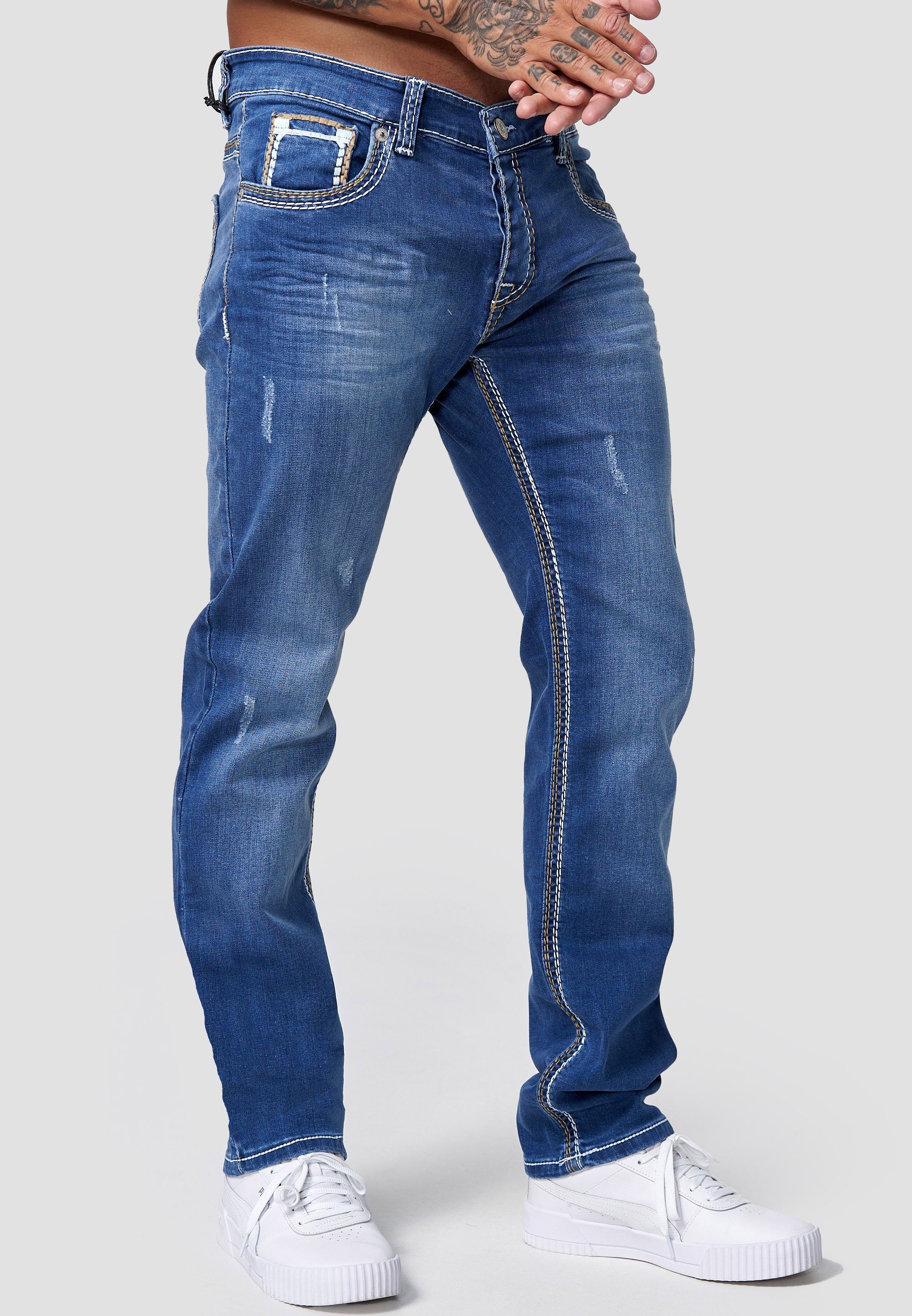 Code47 Regular-fit-Jeans Herren Jeans Hose Slim Fit Männer Regular Fit Denim Designerjeans