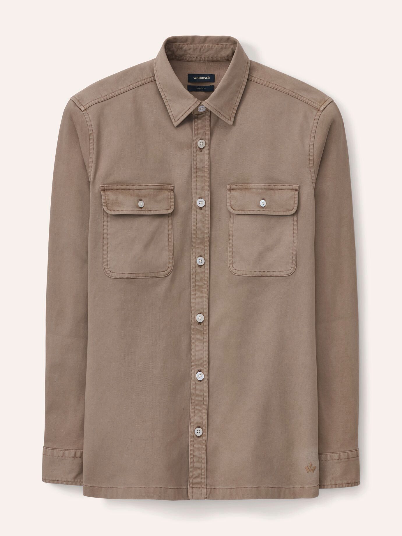 Walbusch Hemdjacke Herren überfärbte Hemd-Jacke Regular fit Kentkragen Langarm, Kentkragen, klassisch
