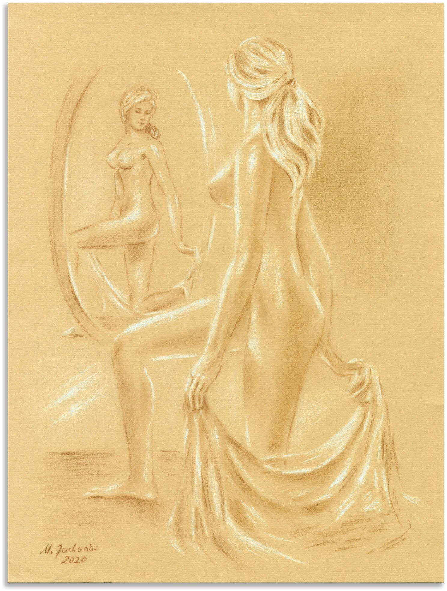 Artland Alu-Dibond-Druck Akt am Spiegel, Erotische Bilder (1 St), für Innen- und Außenbereich geeignet, Outdoorbild