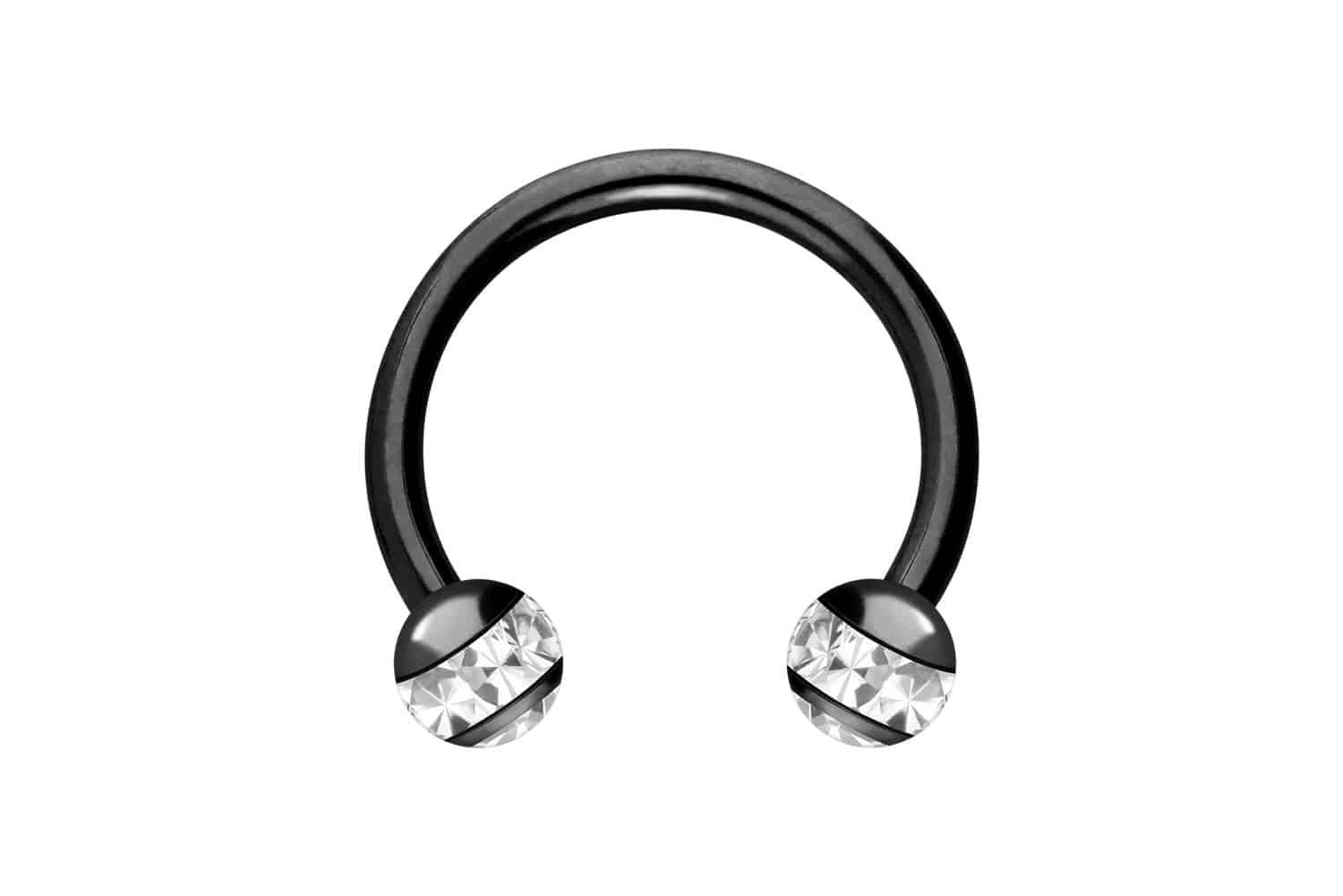 PIERCINGLINE Nasenpiercing Chirurgenstahl Hufeisenring EPOXY-RING-KUGELN + KRISTALLE (Hufeisen-Ringe, 1-tlg)