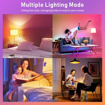 BlingBin LED-Leuchtmittel 2PCS USB C wiederaufladbare Glühbirne mit Fernbedienung, E27, 2 St., RGB, 3W batteriebetriebene Glühbirnen, 16-Farben, dimmbar