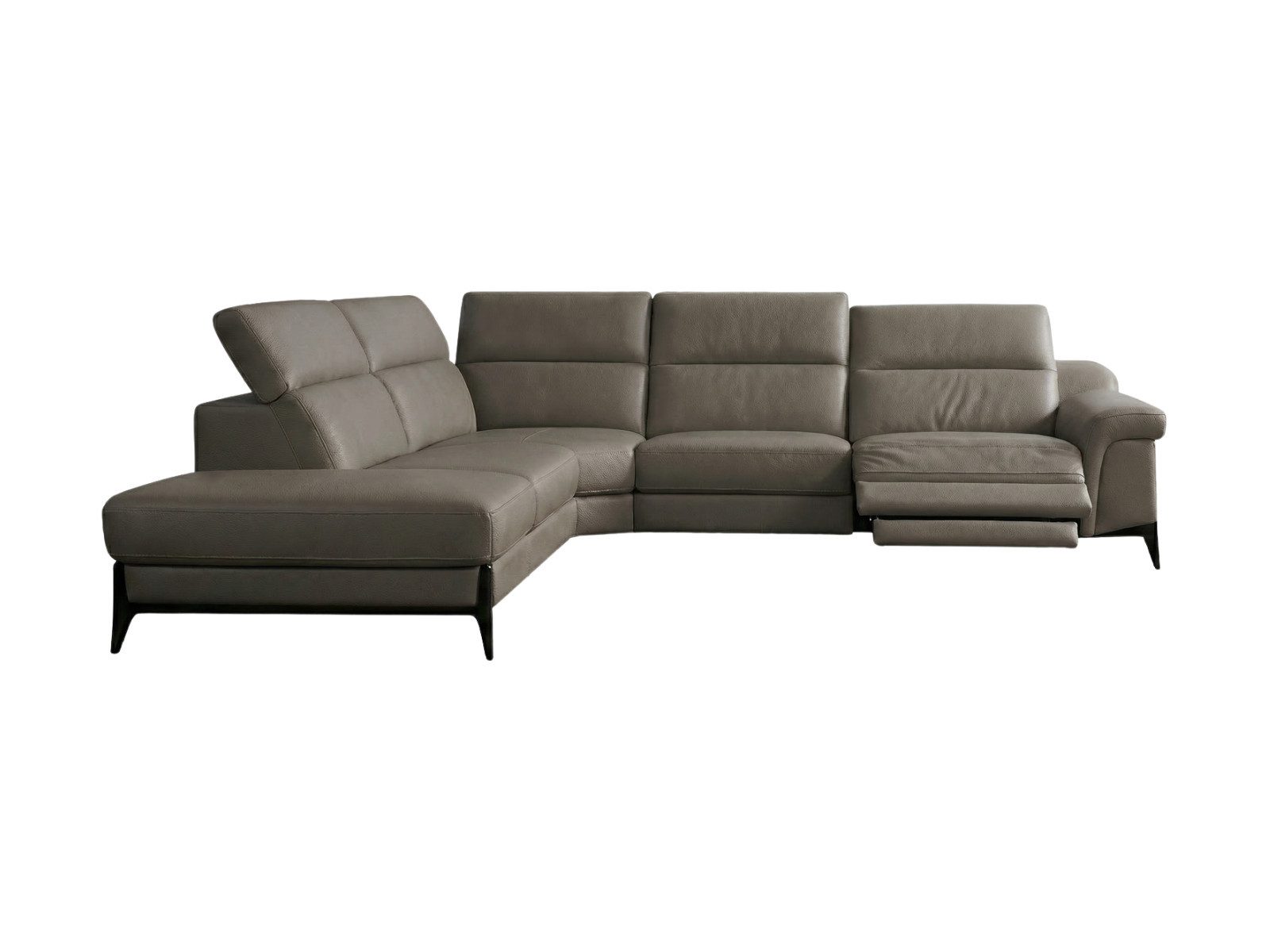 Villa Möbel Ecksofa Texas, L-Form 1 Teile, Echtleder-Ecksofa Kopfteilverstellung - Relaxfunktion fürs Wohnzimmer