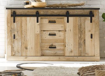 Furn.Design Sideboard Stove (Kommode in Used Wood, 162 x 91 cm), mit Schiebetüren, Soft-Close