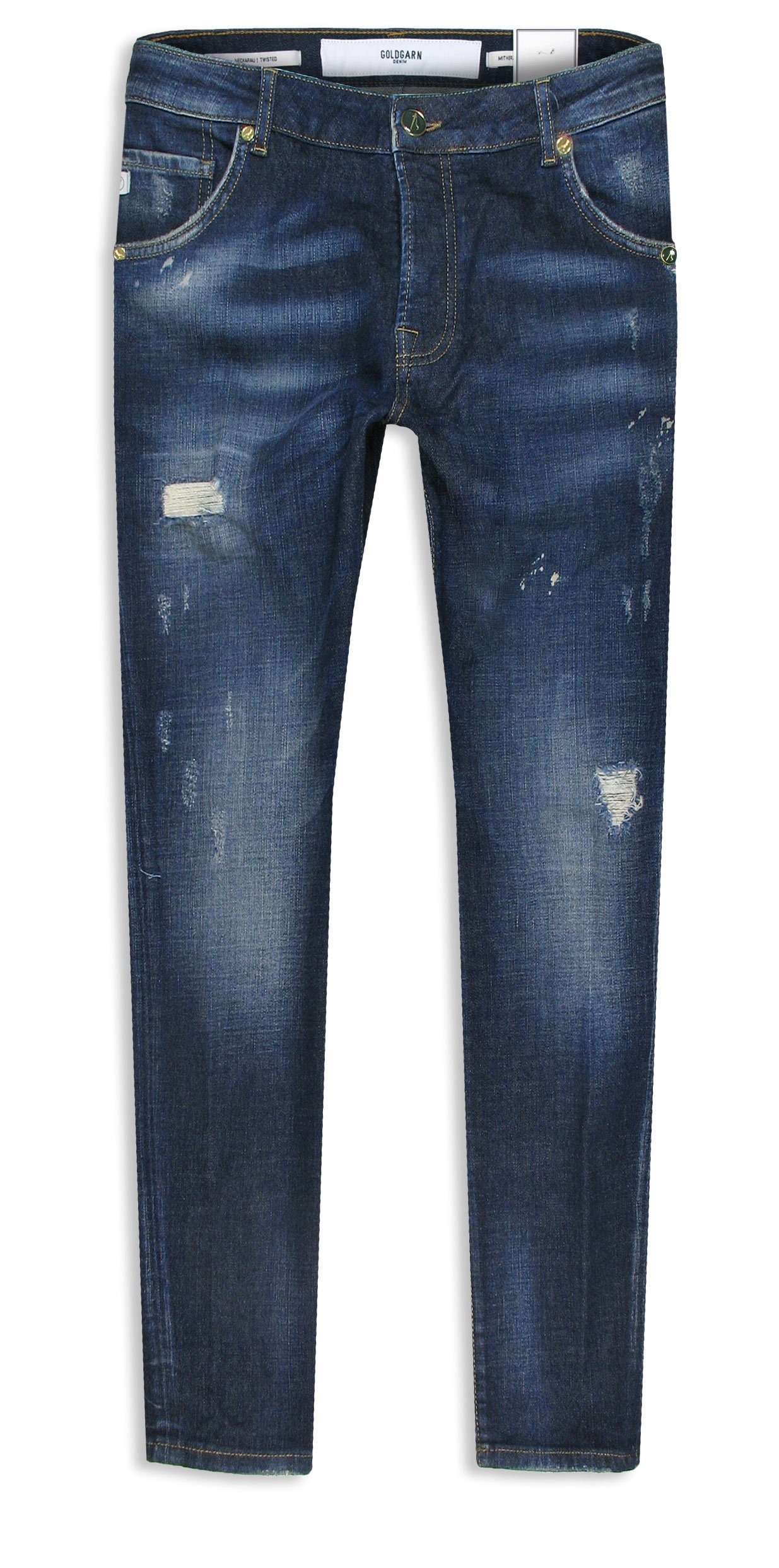 Goldgarn 5-Pocket-Jeans Herren NECKARAU Skinny Cropped distressed Denim