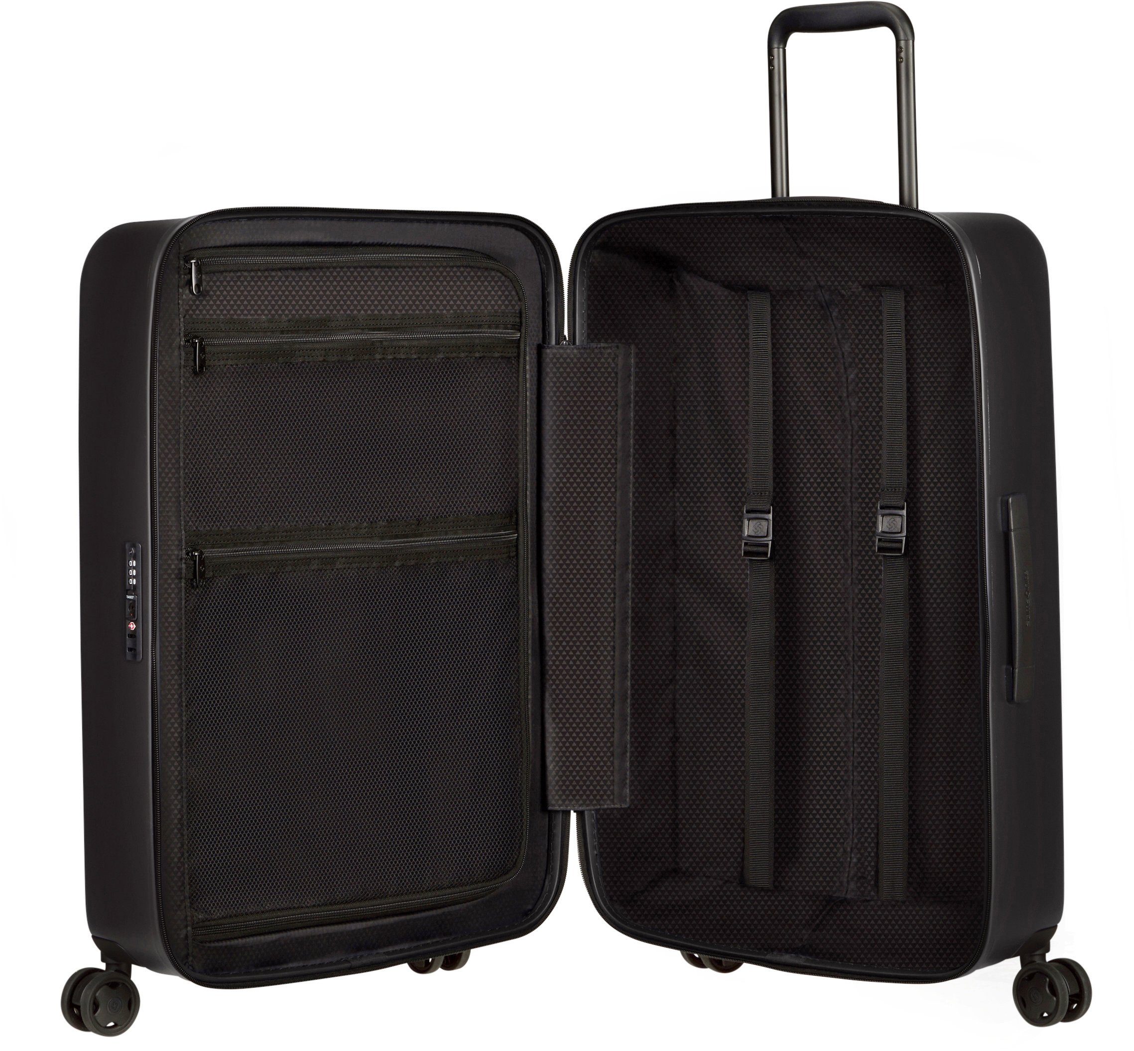 Samsonite Hartschalen-Trolley Stackd, enthält Rollen, Material 4 68 recyceltes Black cm