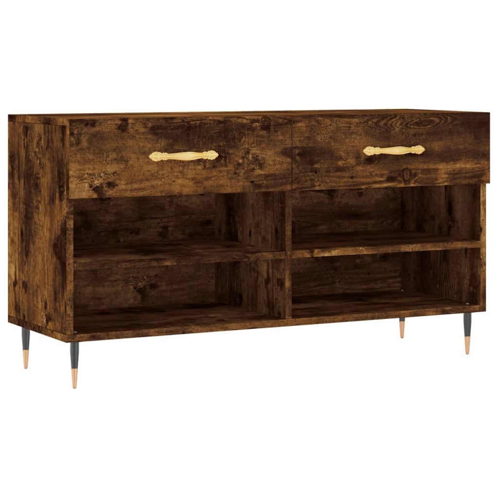 vidaXL Schuhregal Schuhbank Räuchereiche 102x35x55 cm Holzwerkstoff, 1-tlg.