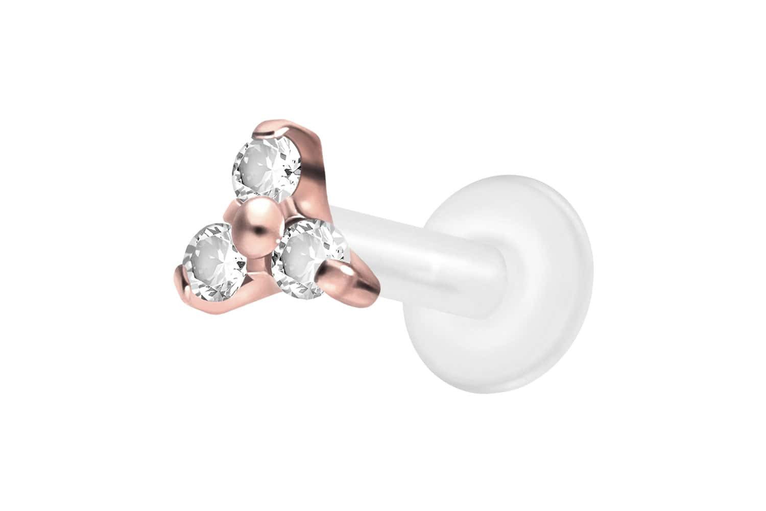 PIERCINGLINE Piercing-Set PTFE Labret mit Innengewinde + Titan-Aufsatz KRISTALLBLUME (Labrets, 1-tlg)