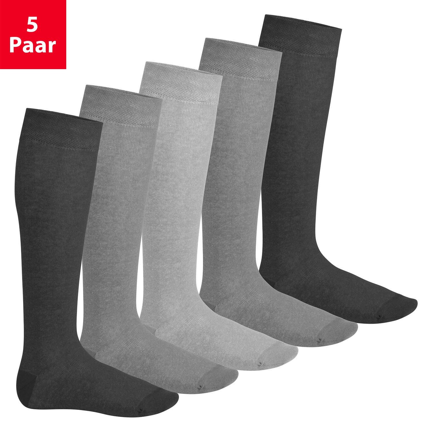 Footstar Langsocken EVERYDAY! 5 PAAR Damen & Herren Kniestrümpfe Lange Socken kniehoch