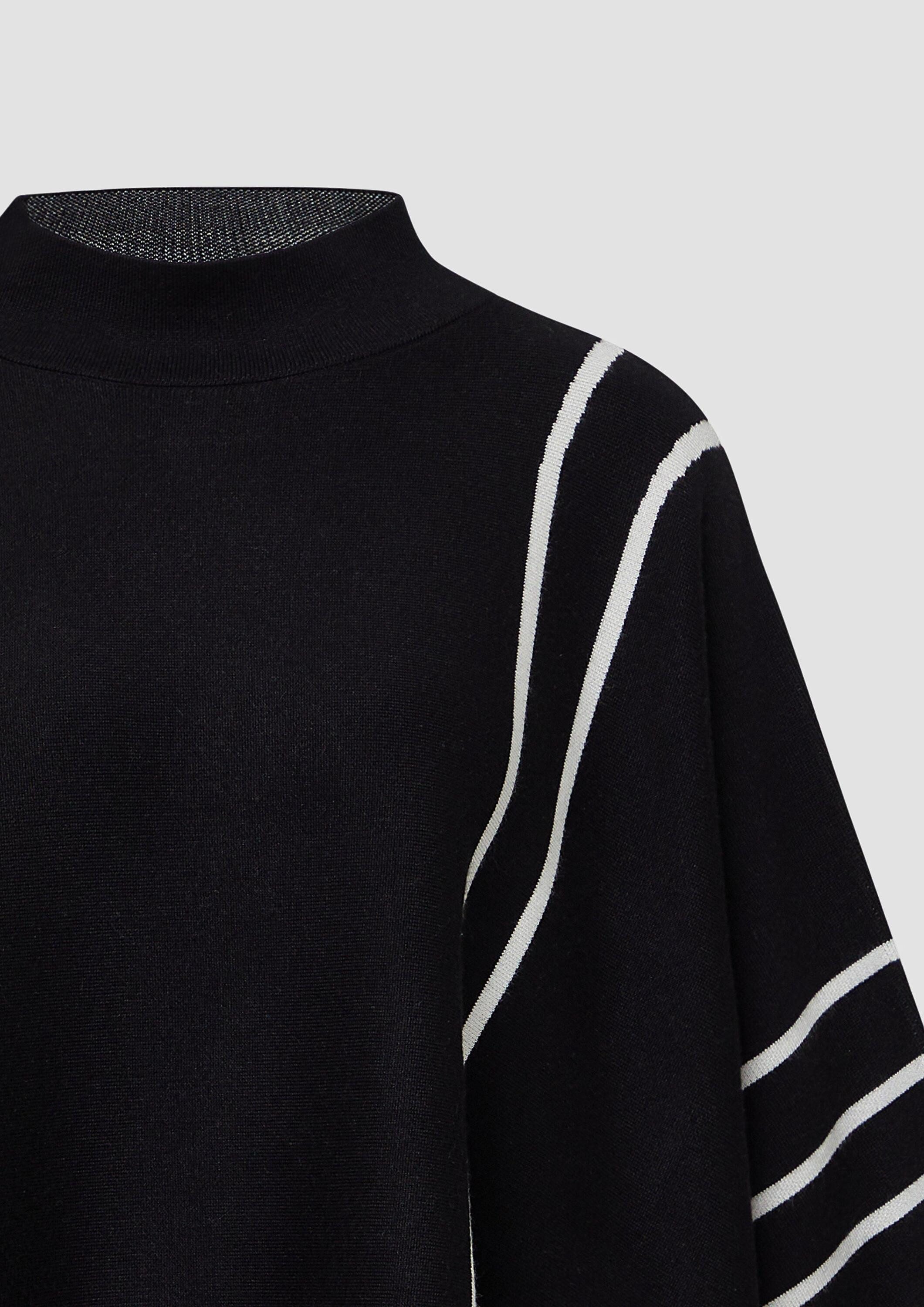s.Oliver Poncho Strickjacke Strickponcho aus Viskosemix mit Stehkragen