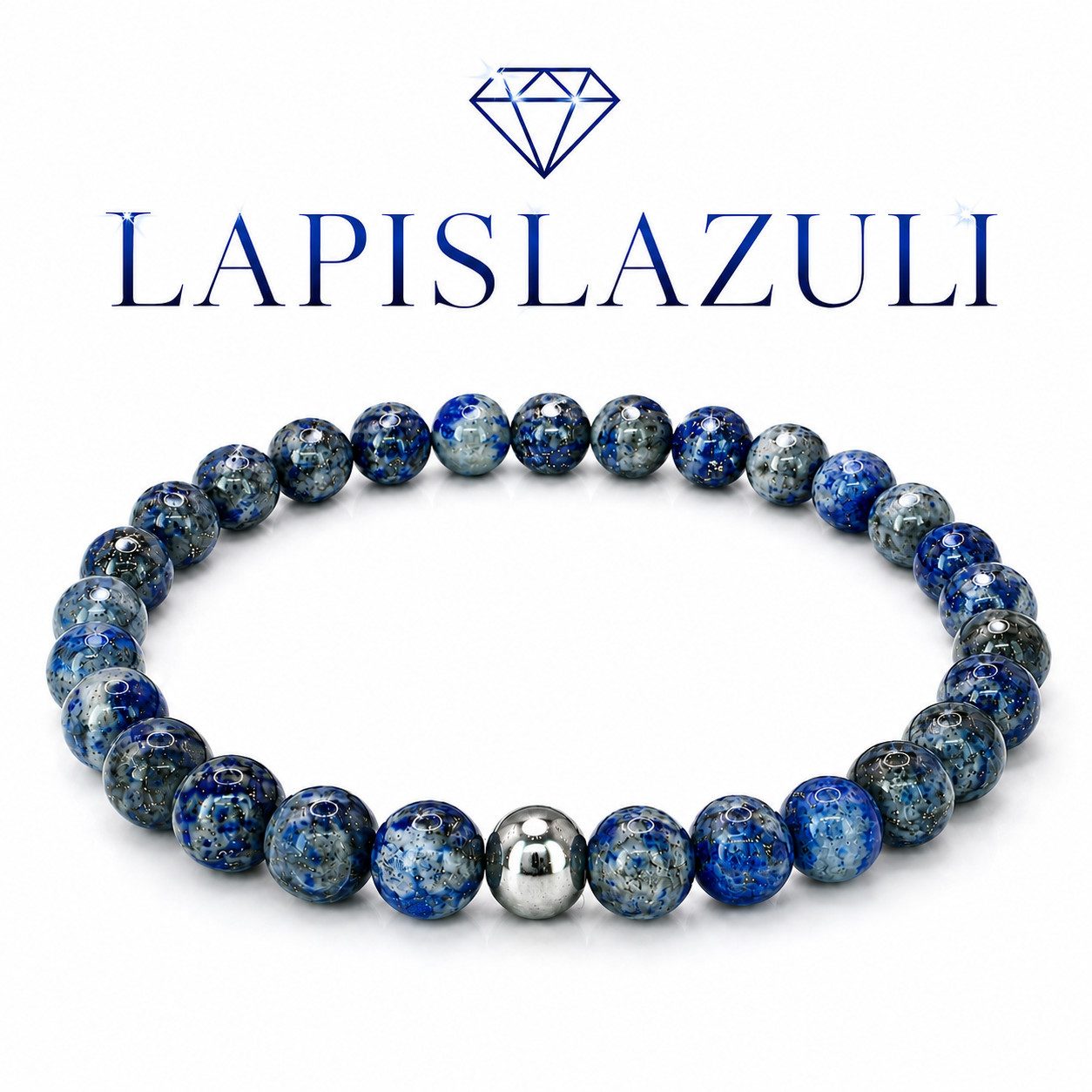 interbed Armband 100 % Edelstein (Lapislazuli, Durchmesser 49 mm, Natur, Metallverschluss), Gummizug, inkl. Geschenkbeutel, Sonderpreisproduktneuheit