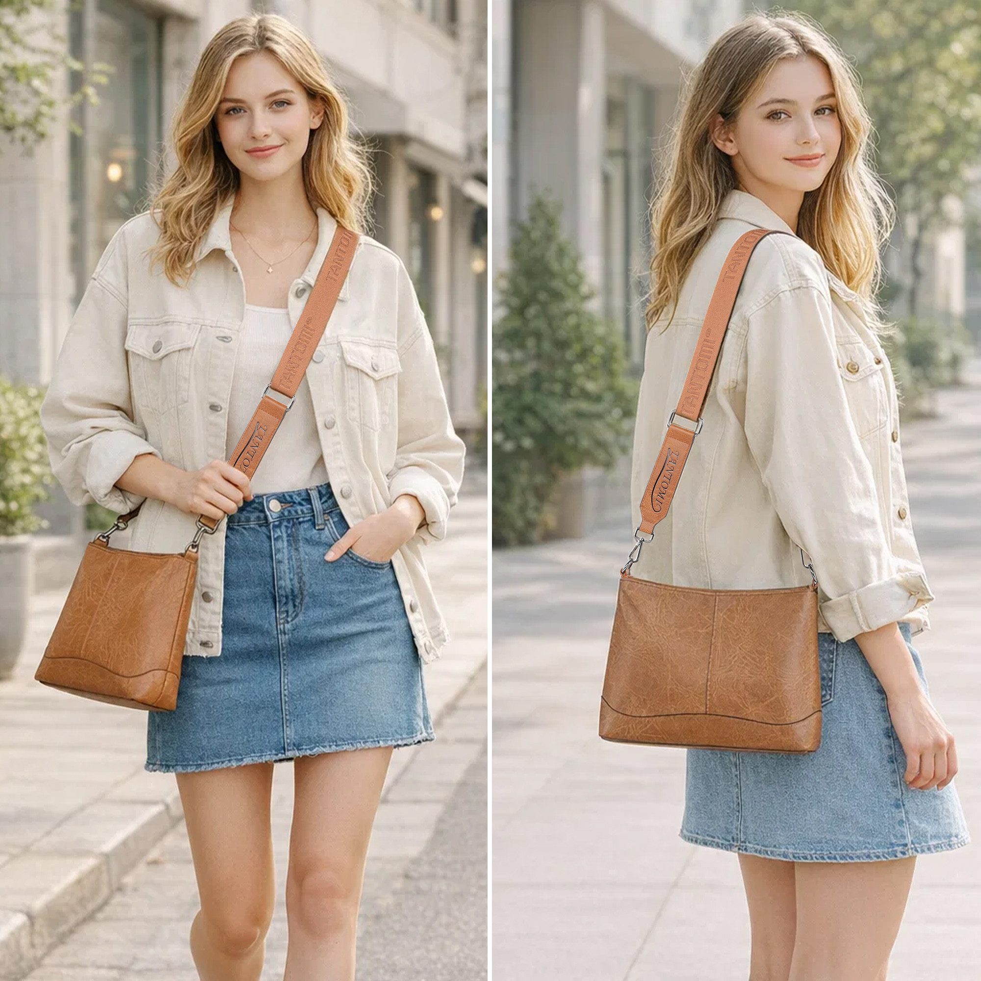 TANTOMI Umhängetasche Damen Umhängetasche, Crossbody Bag mit Verstellbarem Schultergurt, Schultertasche Elegant für Alltag Reise Shopping