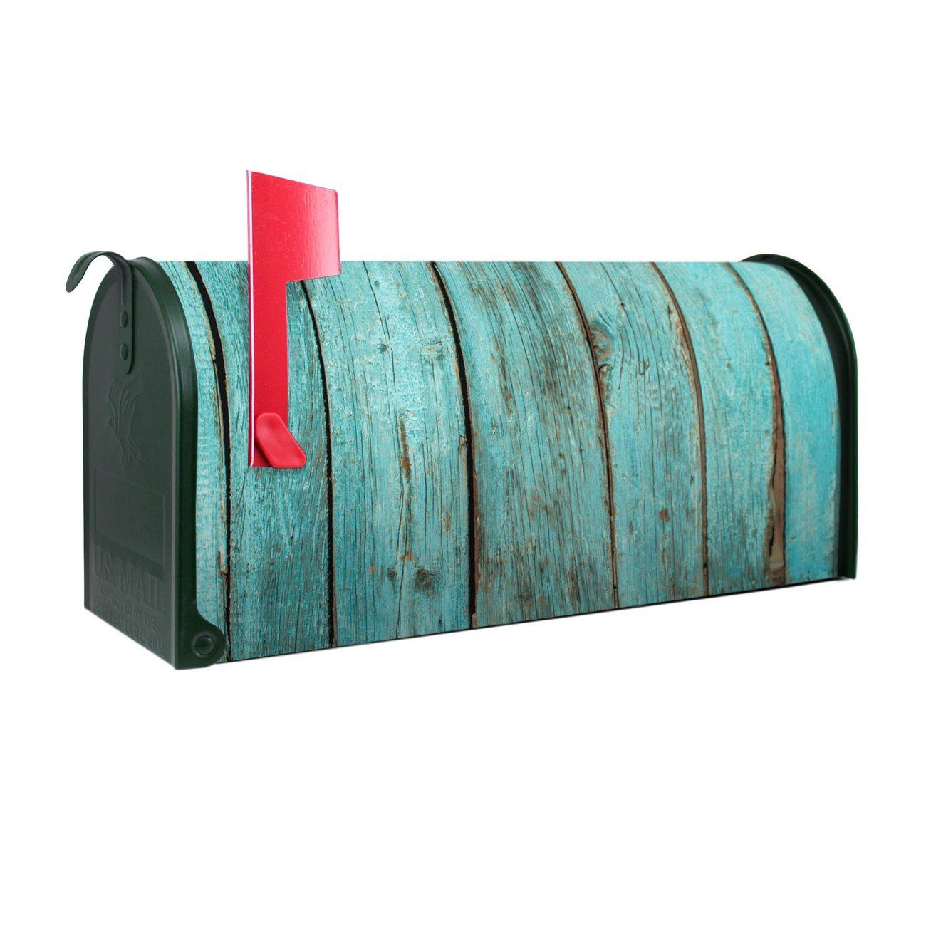 banjado Amerikanischer Briefkasten Mailbox Blaues Holz (Amerikanischer Briefkasten, original aus Mississippi USA), 22 x 17 x 51 cm grün